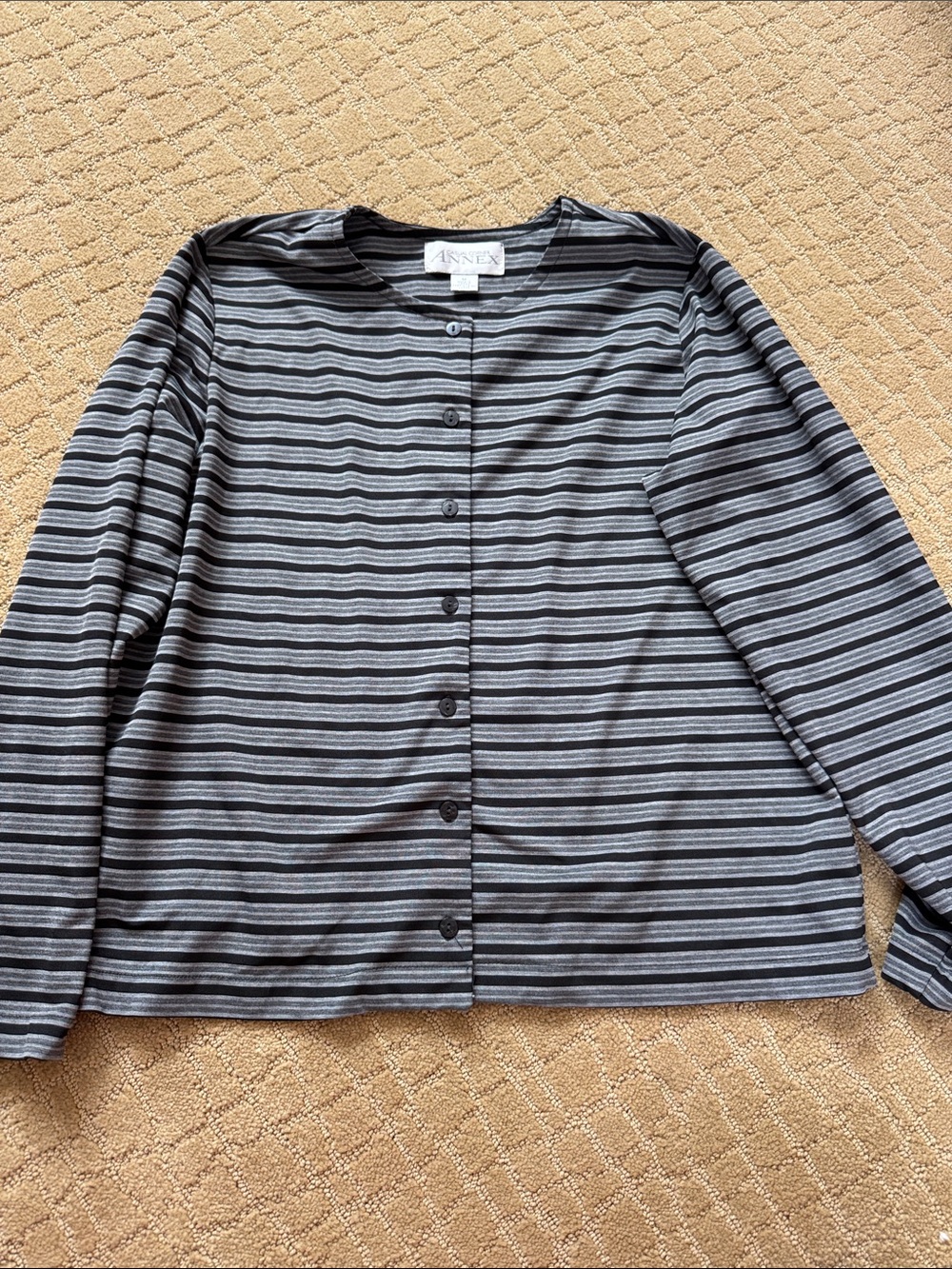 Women's Gray Striped Button-Down Shirt